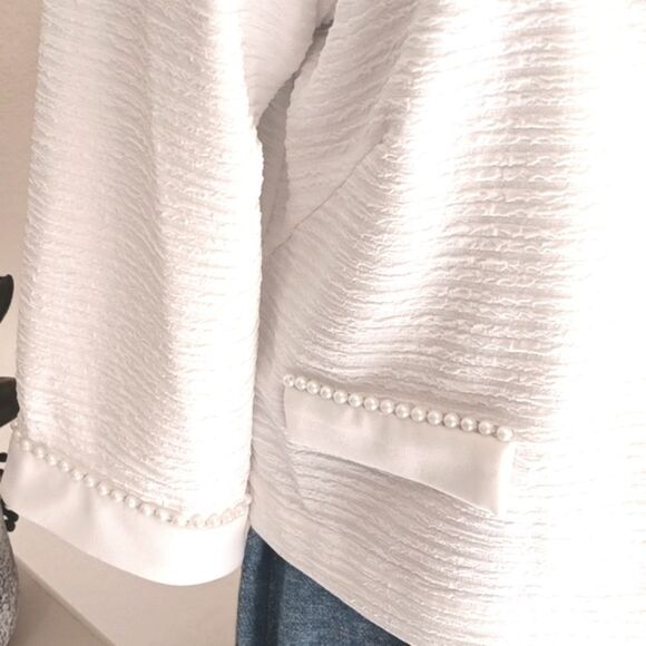 NWT Maya Brooke White Textured Jacket - Picture 3 of 10